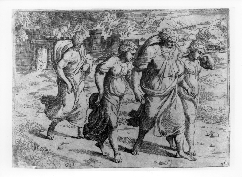 Lanfranco G. G. (1605-1607), Lot e la famiglia fuggono da Sodoma