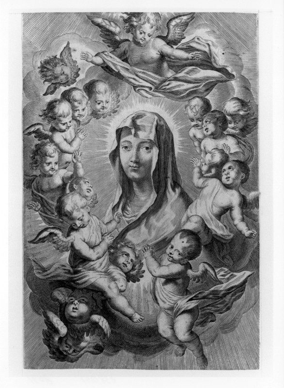 Ambito fiammingo seconda metà sec. XVII, Madonna e angeli