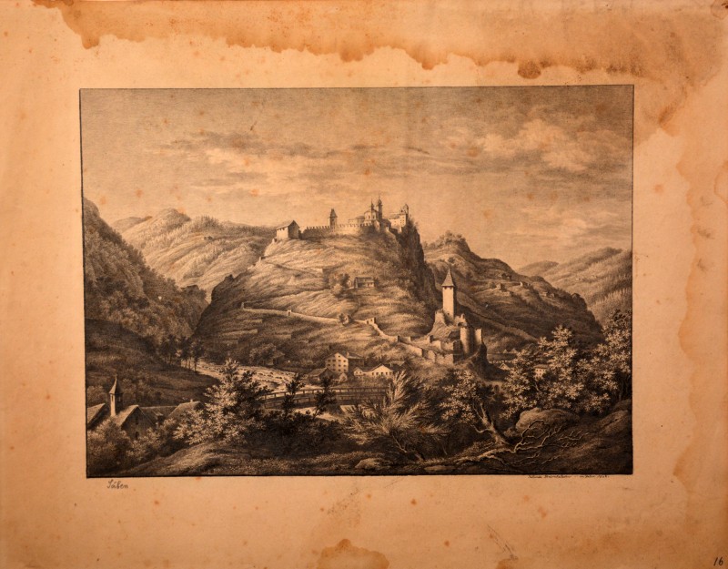 Grossrubatscher J. (1828), Veduta del monastero di Sabiona