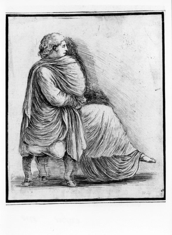 Della Bella S. (1660 circa), Donna di profilo seduta su uno sgabello