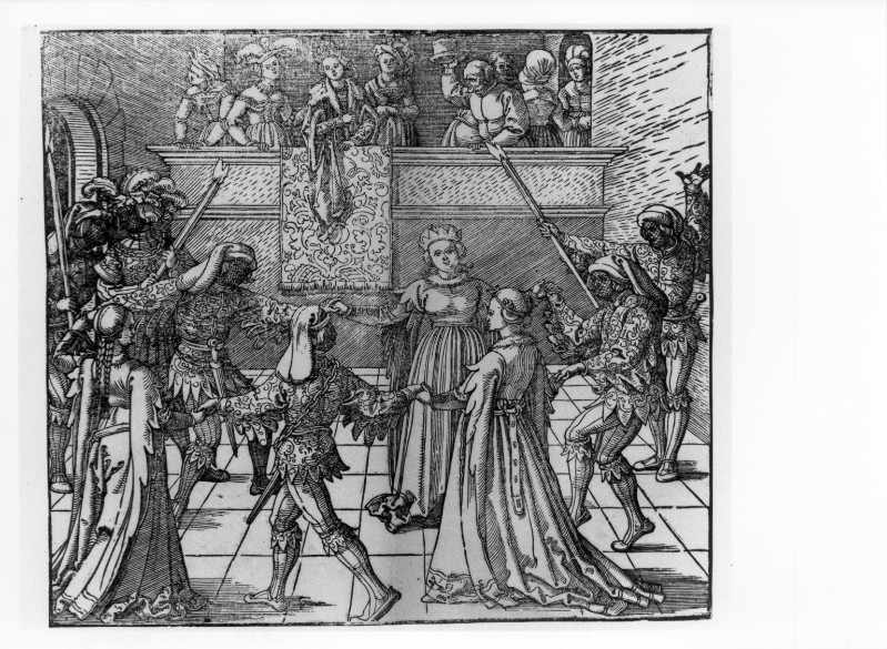 Dürer A. (1516 circa), Freydal arriva alla festa da ballo