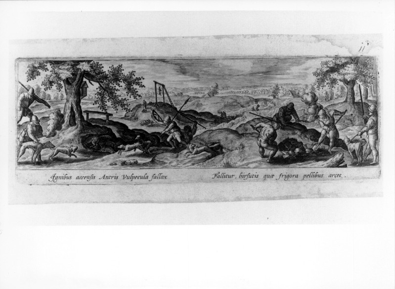 Galle P. (1582), Caccia alla volpe con figure maschili