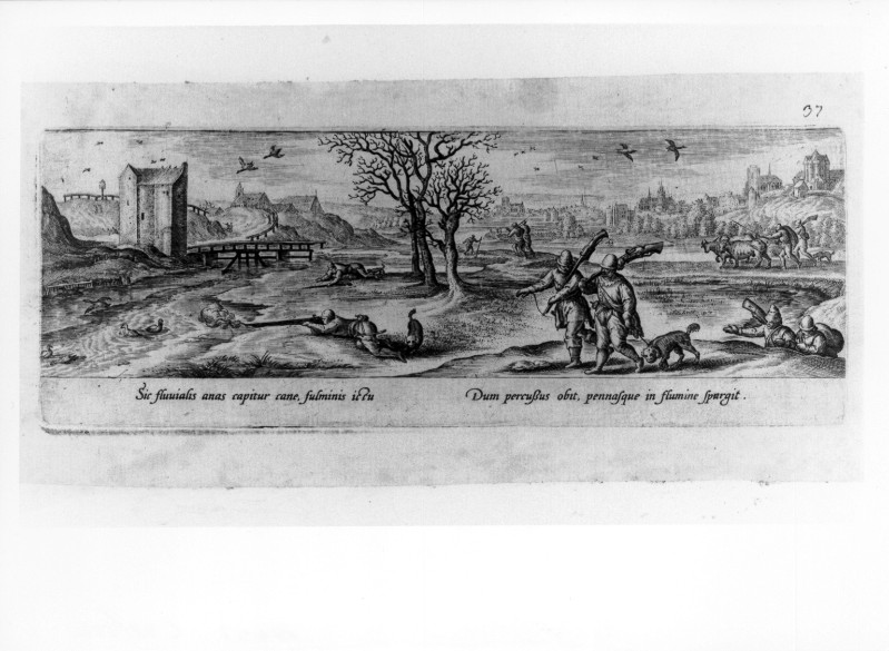 Galle P. (1582), Caccia alle anatre con fucili