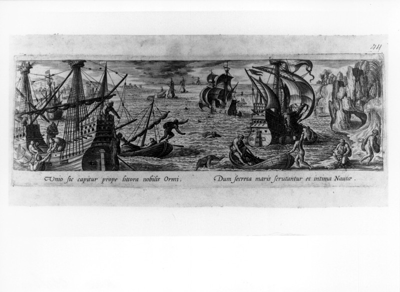 Galle P. (1582), Pesca delle ostriche per immersione