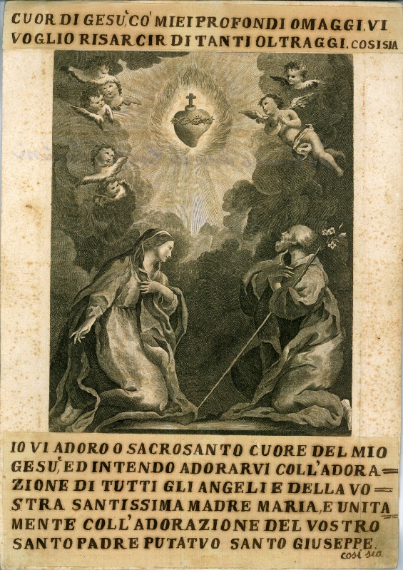 Calcografia Remondini sec. XVIII, Adorazione del Sacro Cuore di Gesù