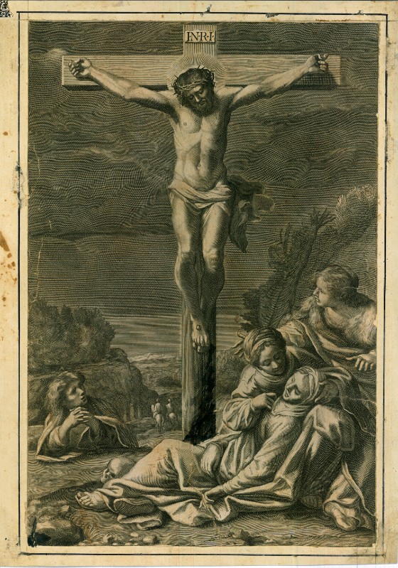 Gomier L. sec. XVIII, Crocifisso e devoti