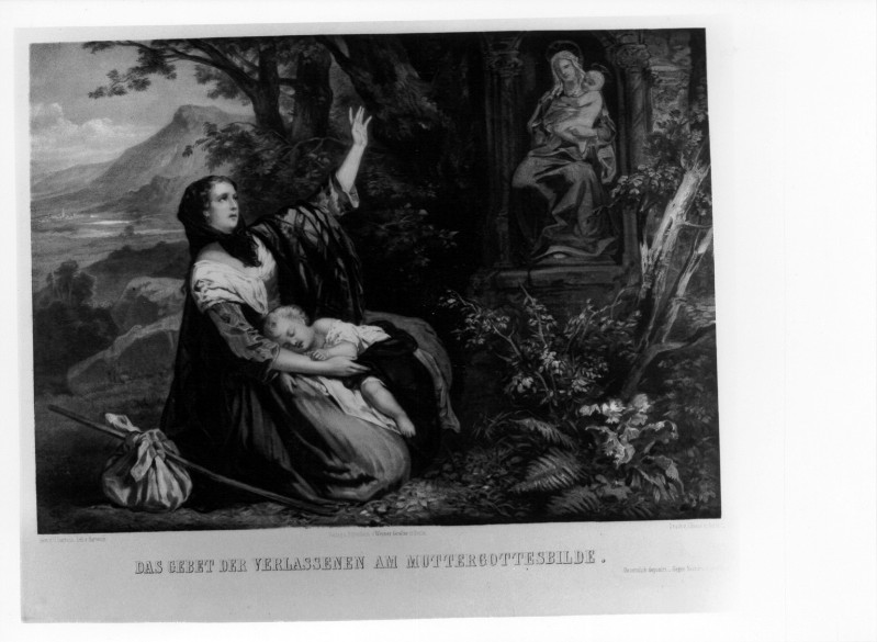 Hartwich E. H. (1869-1879), Viandante con figlio saluta l'immagine della Madonna