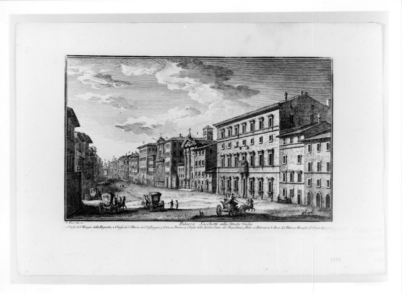 Vasi G. (1750-1754), Veduta di palazzo Sacchetti a Roma