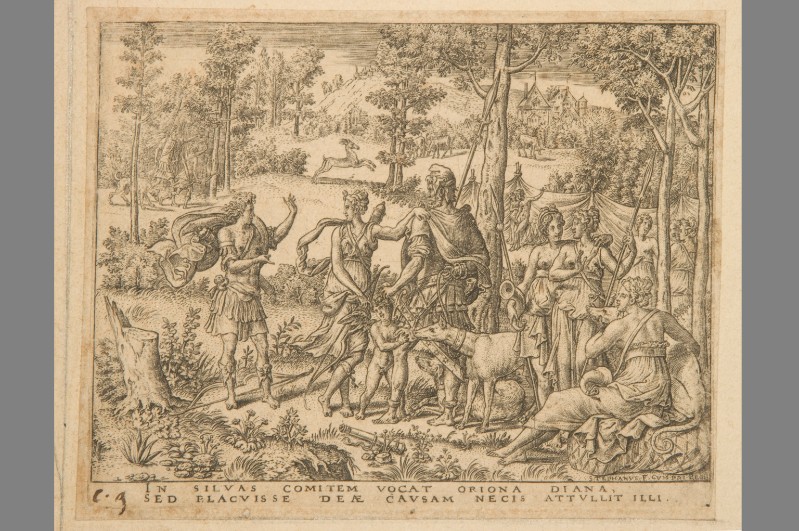 Delaune E. (1547-1548), Diana invita Orione a caccia 1/2