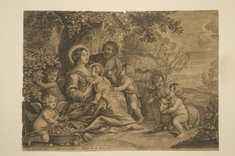 Van Merlen T. sec. XVII, Sacra Famiglia con S. Giovannino e angeli
