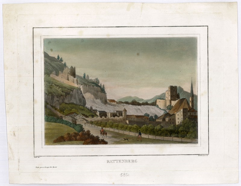 Von Schlieben K. (1834-1839 circa), Veduta di Rattenberg con il castello