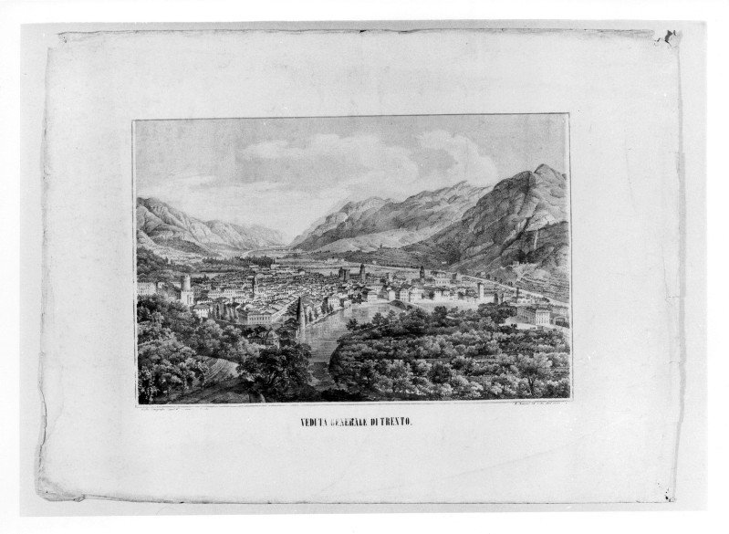 Armani B. terzo quarto sec. XIX, Veduta della città di Trento