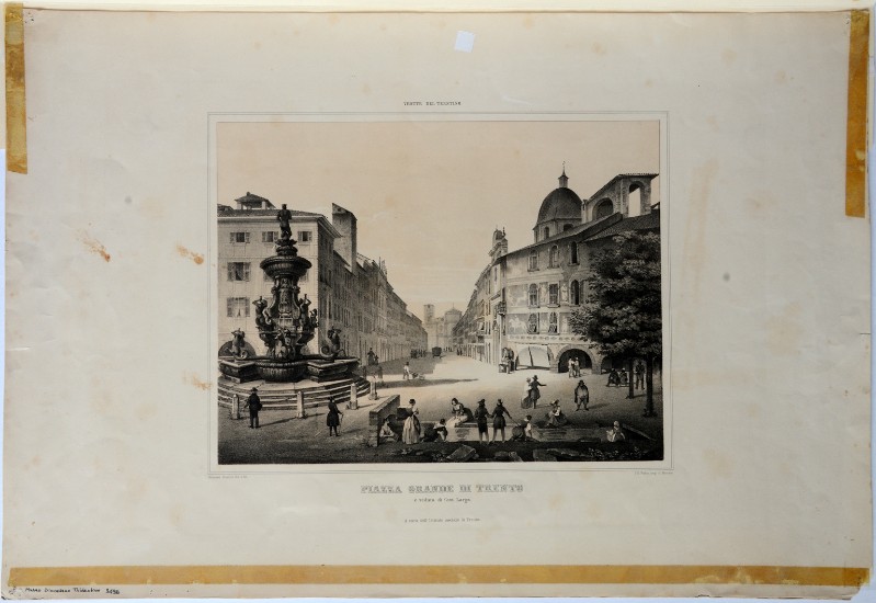 Armani B. metà sec. XIX, Veduta di piazza Duomo a Trento 1/2