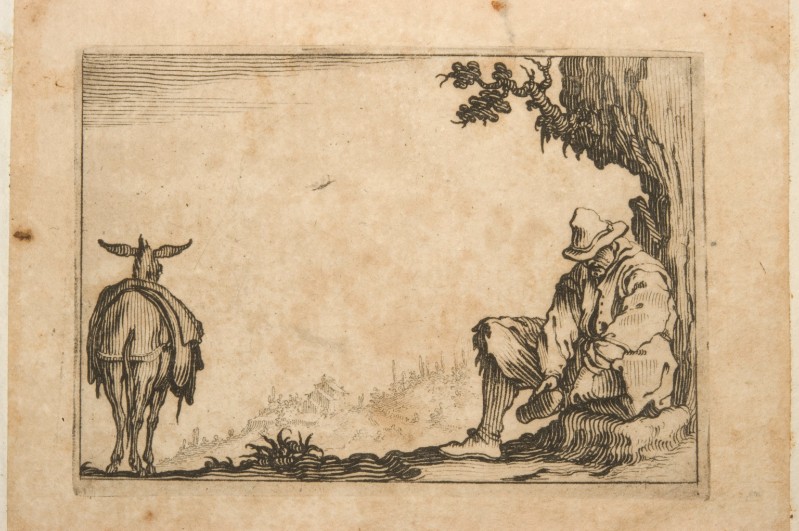 Callot J. (1617), Contadino che si toglie una scarpa