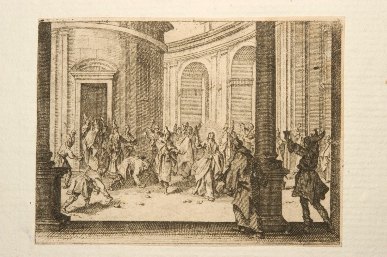 Küsel J. S. (1672), Giudei lapidano Gesù Cristo nel colonnato del tempio