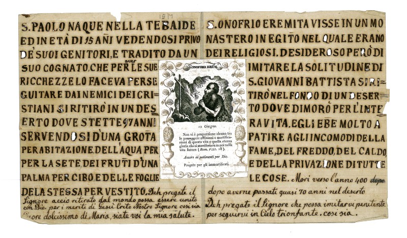 Stamperia Carrara M. (1840 circa), S. Onofrio eremita