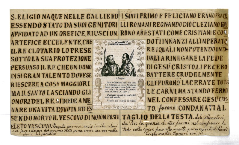 Stamperia Carrara M. (1840 circa), Ss. Primo e Feliciano