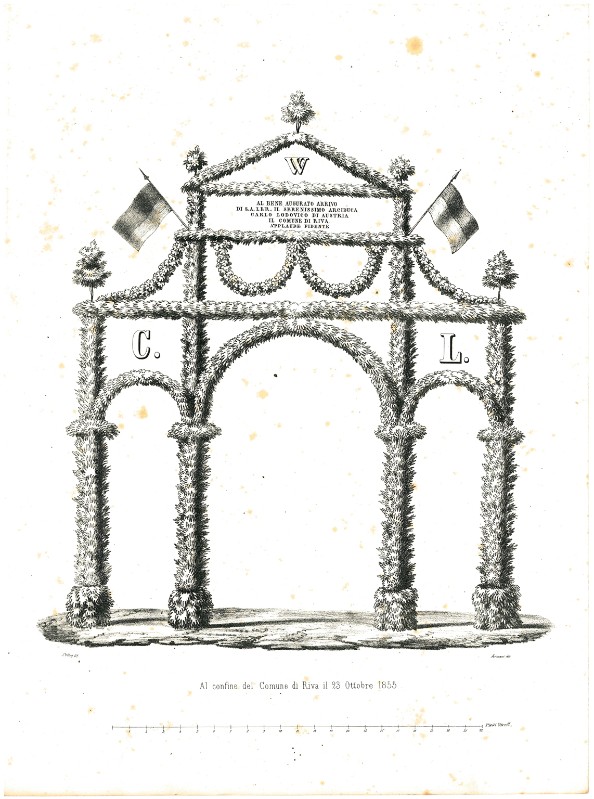 Dellai F. (1855 circa), Arco di trionfo eretto a Riva in onore di Carlo Ludovico