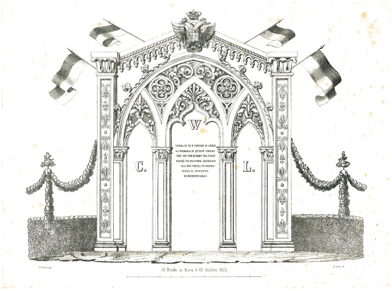 Dellai F. (1855 circa), Arco di trionfo eretto a Riva per Carlo Ludovico
