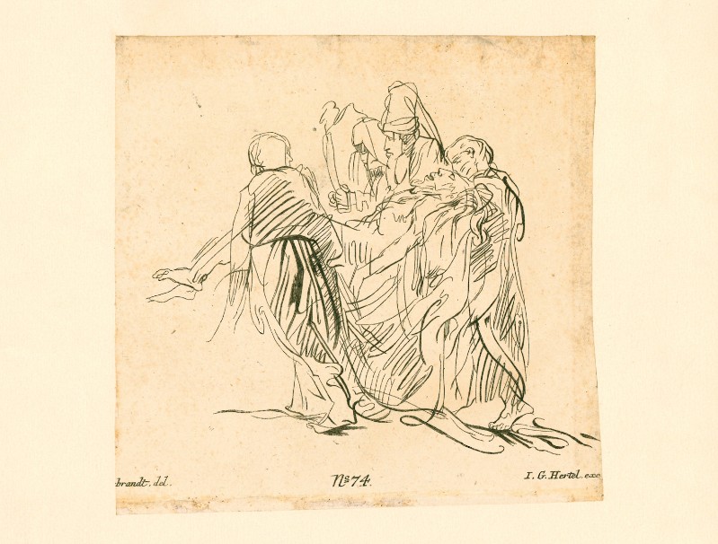 Calcografia Hertel metà sec. XVIII, Gesù Cristo trasportato al sepolcro
