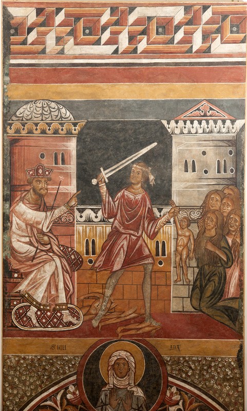 Ambito emiliano sec. XIII, Dipinto Strage degli innocenti e Santa Giuliana