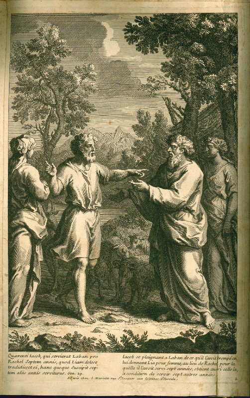 Cotelle J. fine sec. XVII, Giacobbe chiede a Labano la mano di Rachele