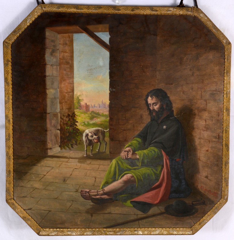 Chiocchetti G. B. sec. XIX-XX, S. Rocco malato di peste riceve il pane dal cane