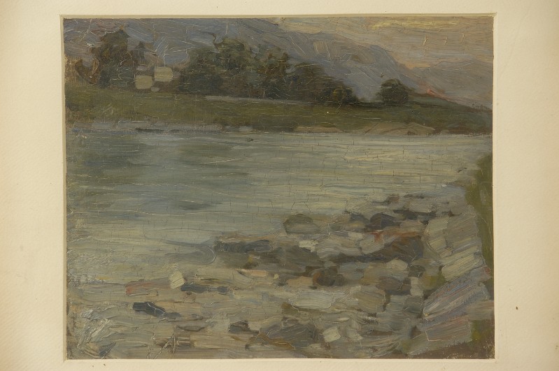 Moggioli U. (1908 circa), Paesaggio fluviale