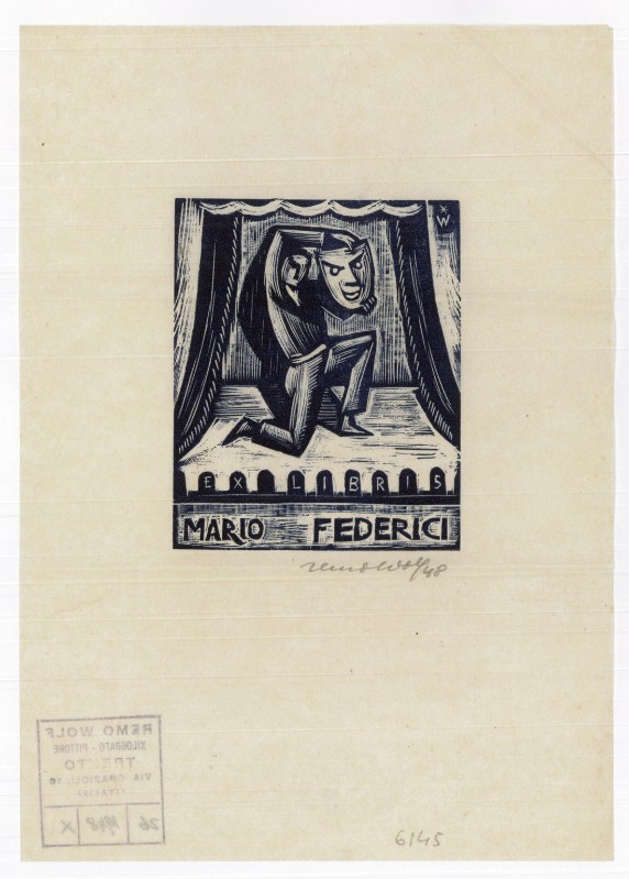 Wolf R. (1948), Ex libris di M. Federici con maschera 1/2