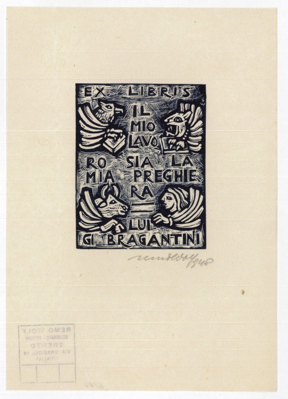 Wolf R. (1948), Ex libris di L. Bragantini con simboli degli Evangelisti 2/2