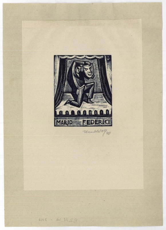 Wolf R. (1948), Ex libris di M. Federici con maschera 2/2