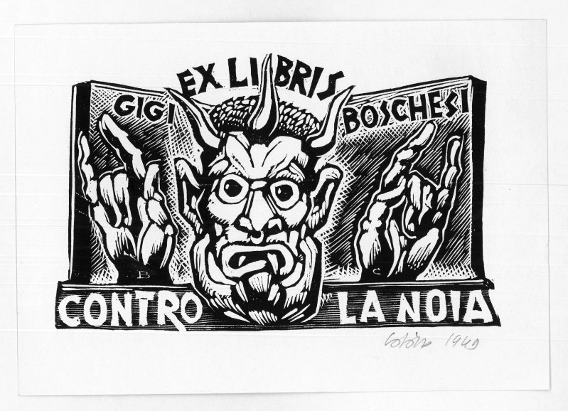 Colorio B. (1949), Ex libris di G. Boschesi con mascherone