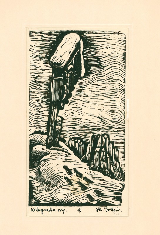 Botteri L. (1946), Paesaggio montano con Crocifisso