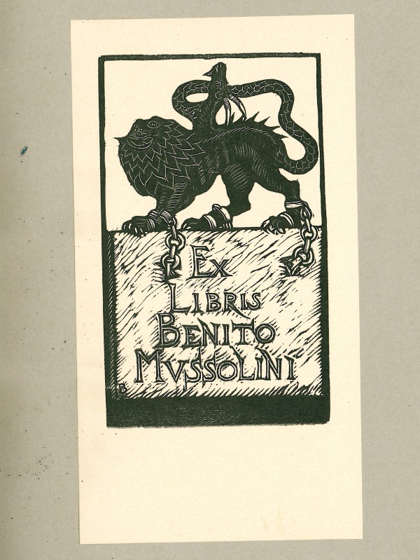 Bruno da Osimo (1918-1936), Ex libris di B. Mussolini con chimera