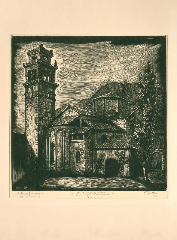 Botteri L. (1941), Veduta della chiesa di S. Lorenzo a Trento