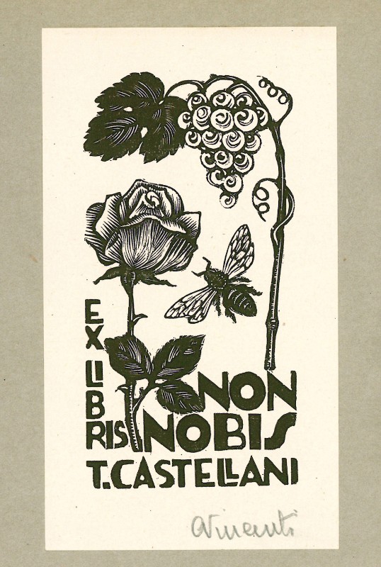 Vincenti C. (1940 circa), Ex libris con rosa di T. Castellani