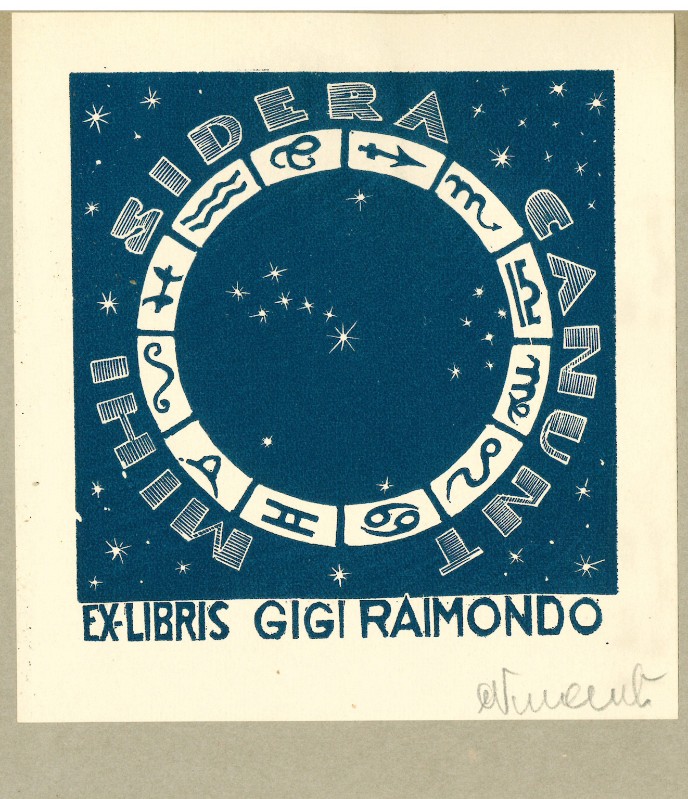 Vincenti C. (1950 circa), Ex libris con segni zodiacali di G. Raimondo 1/2