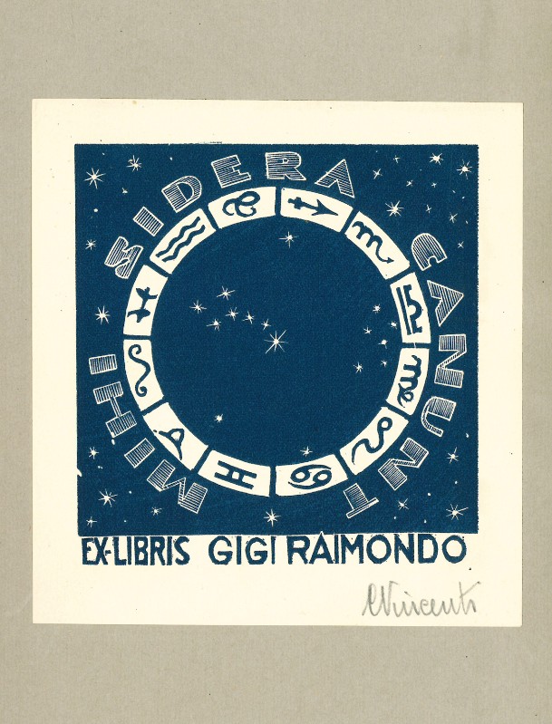 Vincenti C. (1950 circa), Ex libris con segni zodiacali di G. Raimondo 2/2