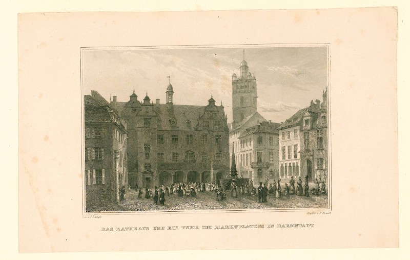 Abresch F. (1839), Veduta del municipio e della piazza di Darmstadt