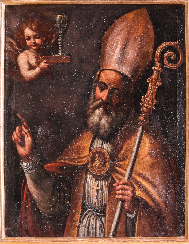 Ambito toscano sec. XVII, San Donato con angelo recante il calice