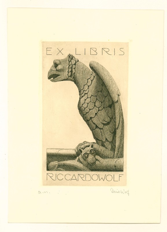 Wolf D. secondo quarto sec. XX, Ex libris di R. Wolf
