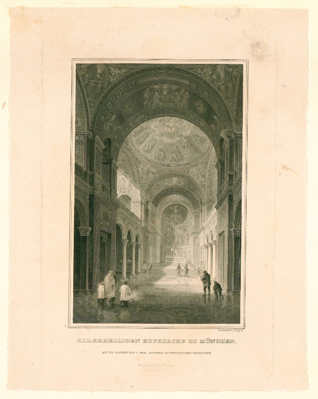 Poppel J. (1839), Veduta dell'interno di Allerheiligen-Hofkirche a Monaco