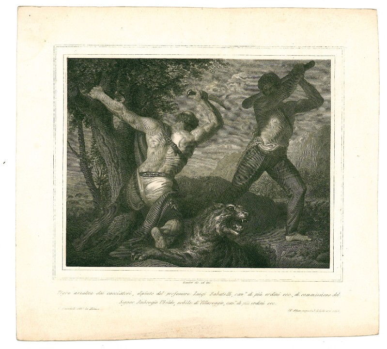 Gandini D. (1845), Due cacciatori assaltano una tigre