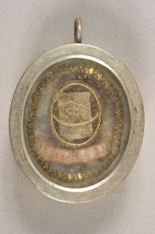 Bottega trentina sec. XIX, Reliquiario in argento del b. Enrico da Bolzano