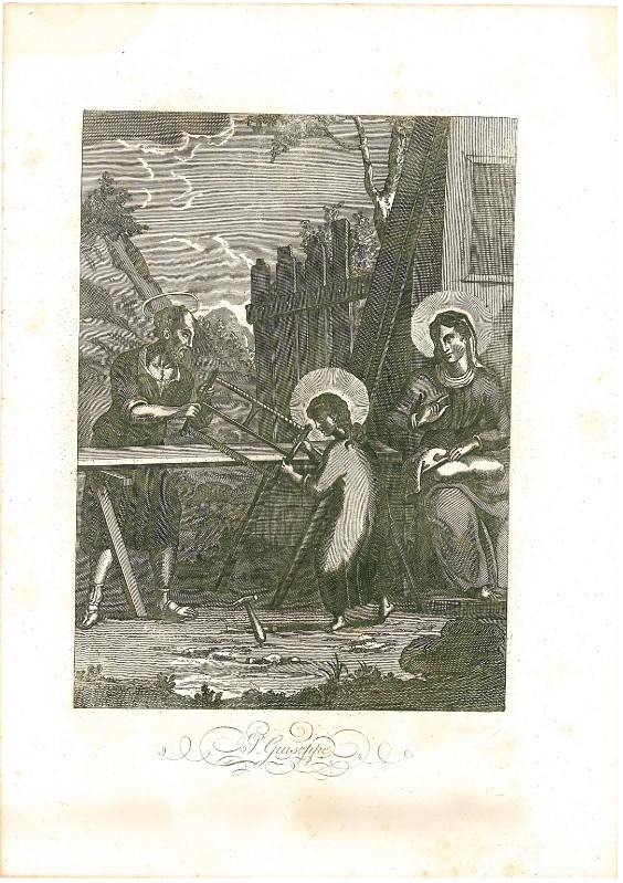 Calcografia Remondini sec. XVIII, Gesù fanciullo nella bottega di S. Giuseppe