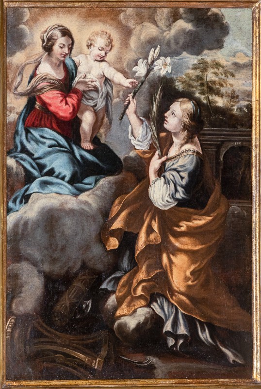 Ambito toscano sec. XVII, Madonna con Gesù Bambino e Santa Martina