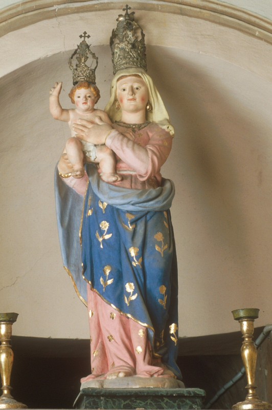 Ambito piemontese sec. XIX, Statua processionale della Madonna con Gesù Bambino