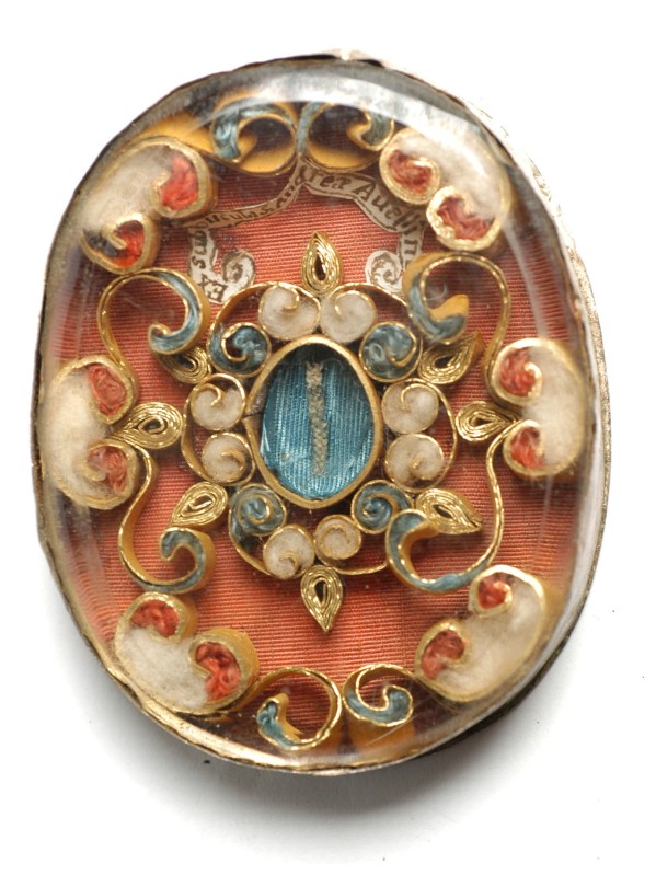 Bottega abruzzese sec. XIX, Reliquiario a medaglione di S. Andrea da Avellino