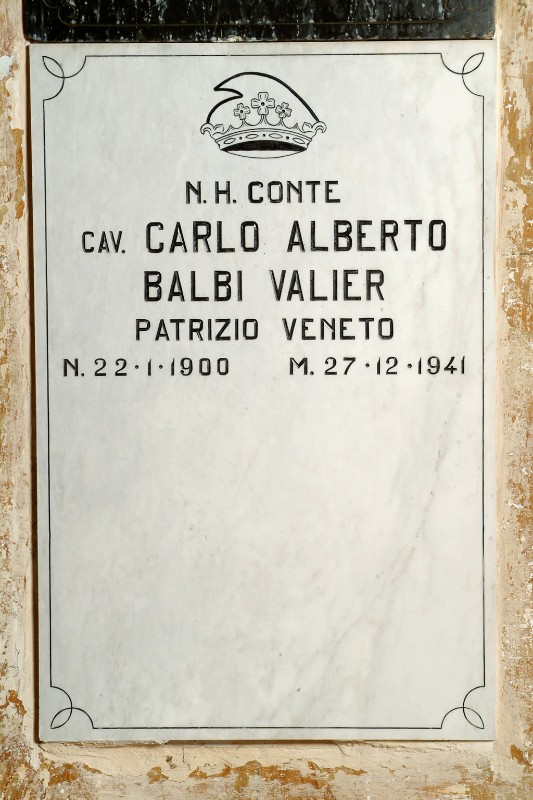Bottega veneta (1941), Lapide di Carlo Balbi Valier