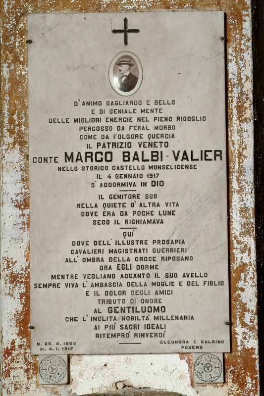 Bottega veneta (1917), Lapide di Marco Balbi Valier